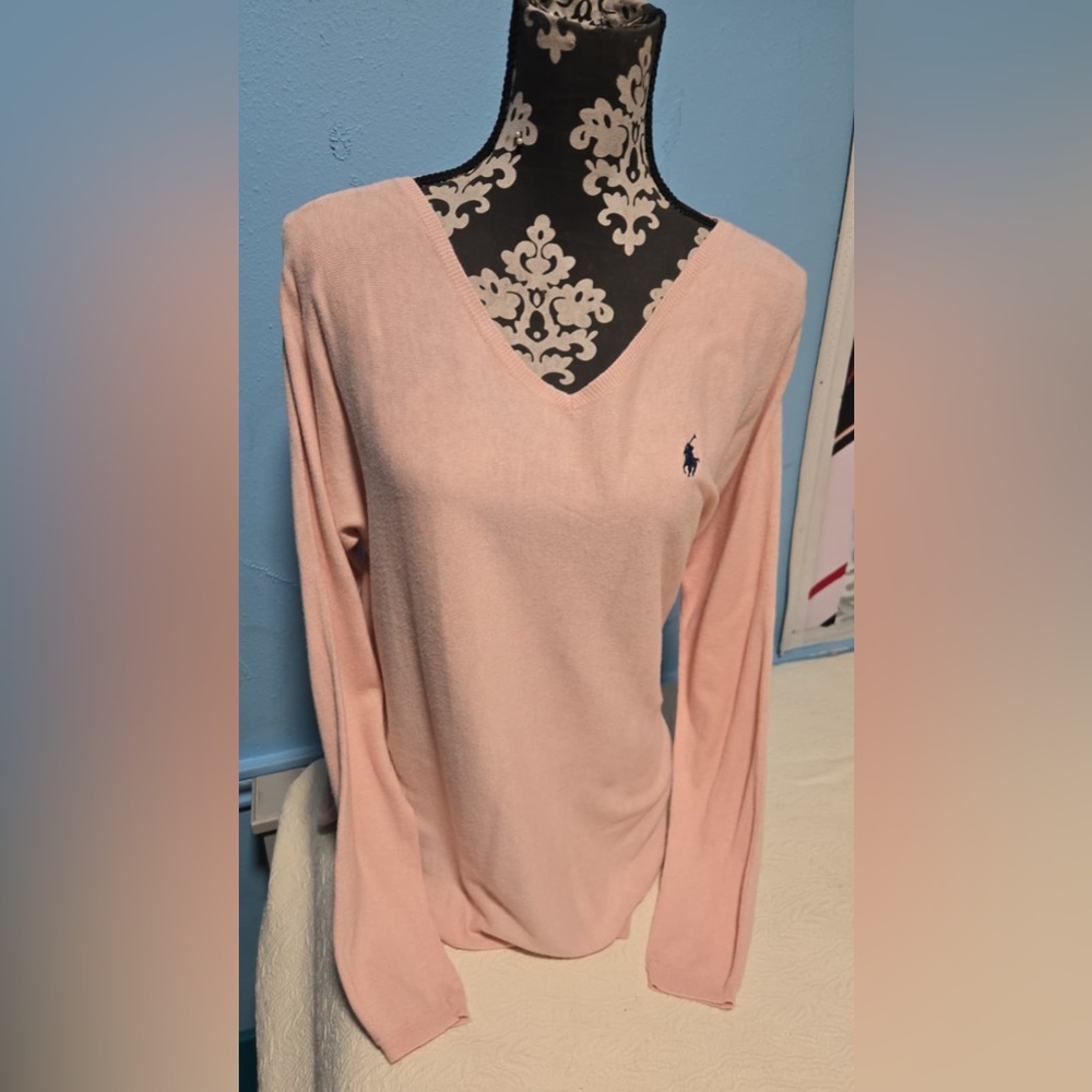 Polo by Ralph Lauren Light Pink V-Neck Blouse